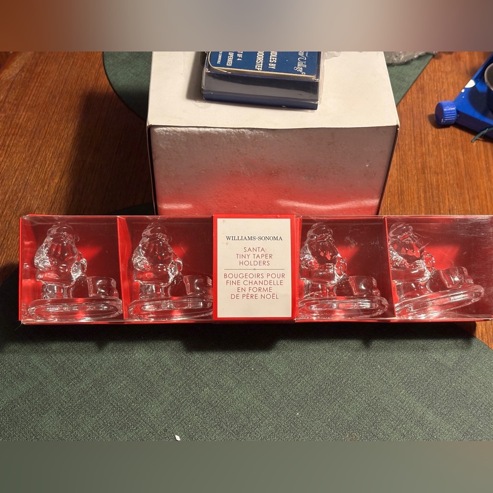 Williams Sonoma Santa Tiny Taper Holders - Clear